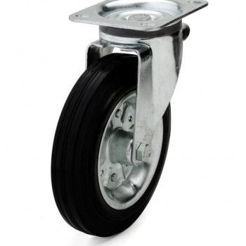 Колесо резинове з поворотним кронштейном з майданчиком 200 мм (посилений кронштейн)