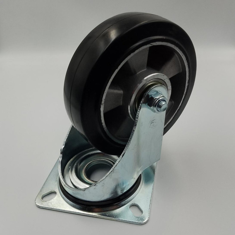 Колесо з еластичної гуми з поворотним кронштейном 160 мм