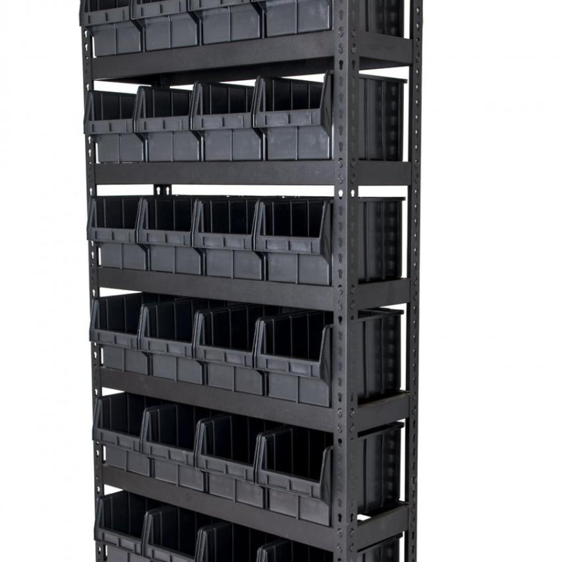 Стелаж 1800 мм для зберігання метизів з чорними ящиками 350х210х200 мм