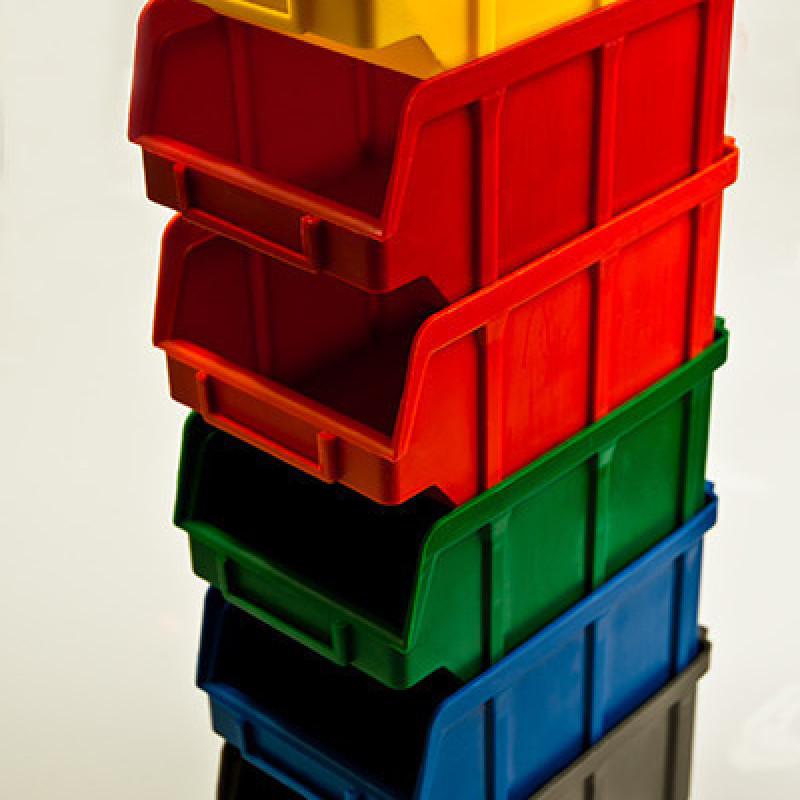 Ящик складський 700 (350х210х200 мм) для зберігання метизів жовтий