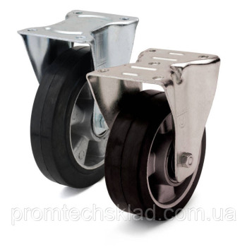 Колесо з еластичної гуми з неповоротним кронштейном 200 мм