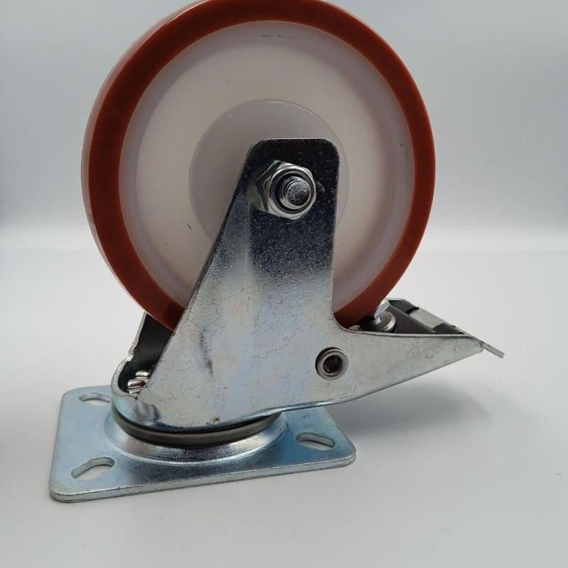 Колесо поворотне з гальмом 125 мм, кульковий, 200 кг