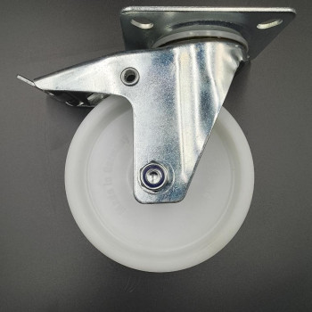 Колеса поворотні з гальмом, підшипник ковзання 125 мм, поліпропілен (180 кг навантаження)