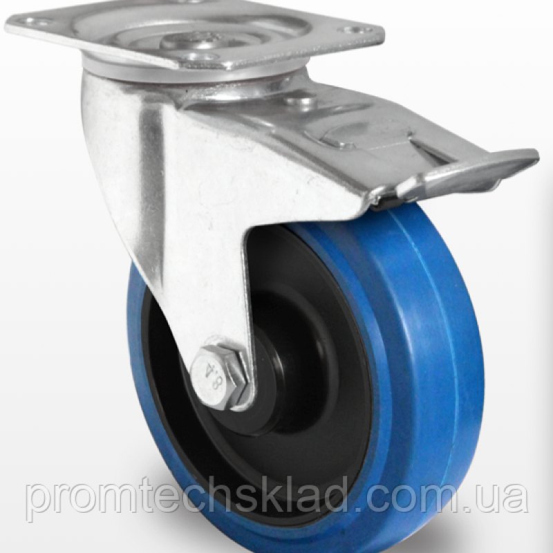 Колеса поворотні з гальмом, кульковий підшипник 160 мм, еластична гума/поліамід (Німеччина)