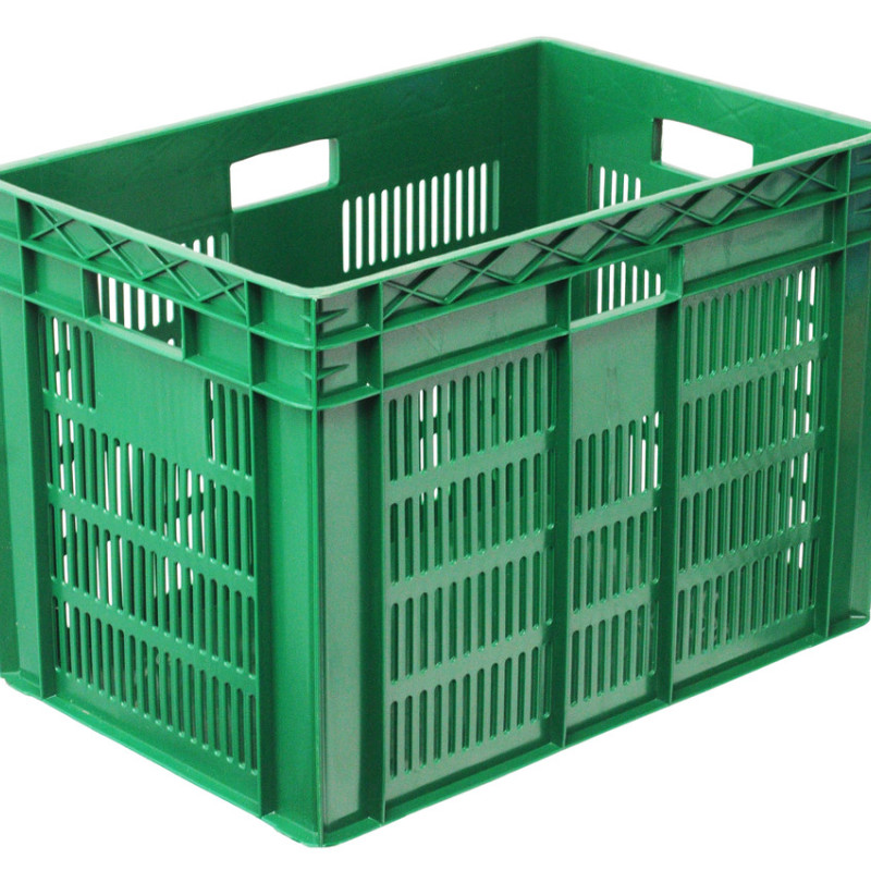 Ящик пластиковий 600*400*420 ЖОВТИЙ (дно перф.)