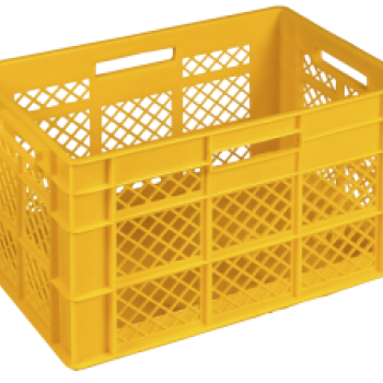 Ящик пластиковий 600*400*350 кольоровий перфорований, дно суцільне