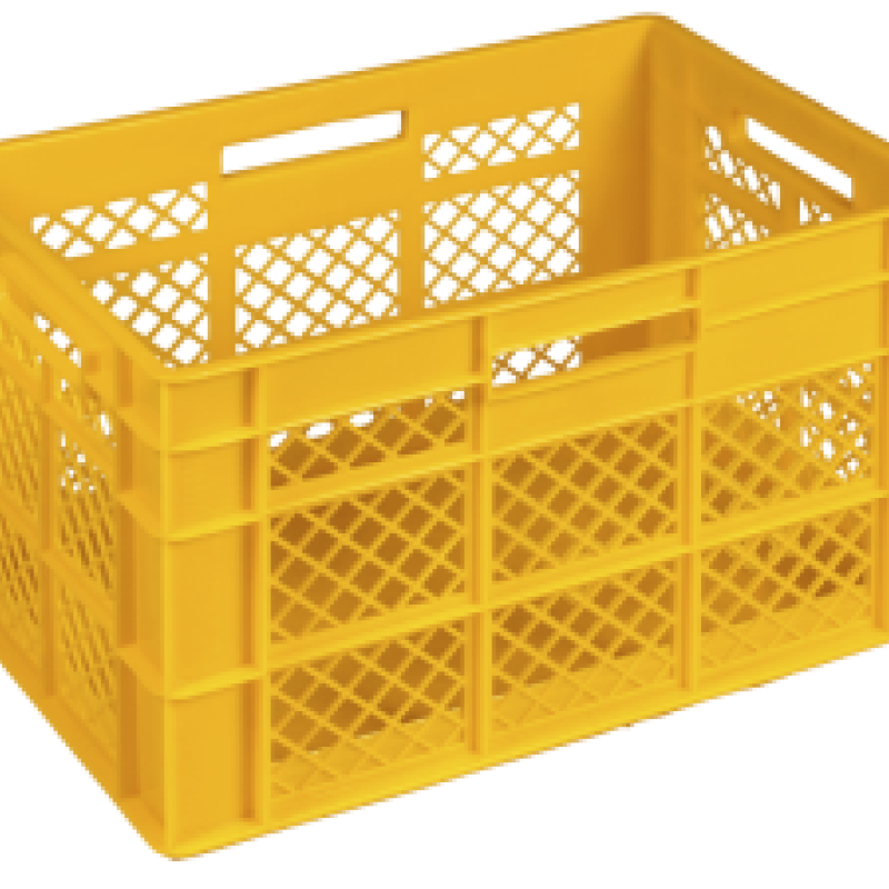 Ящик пластиковий 600*400*350 кольоровий перфорований, дно суцільне