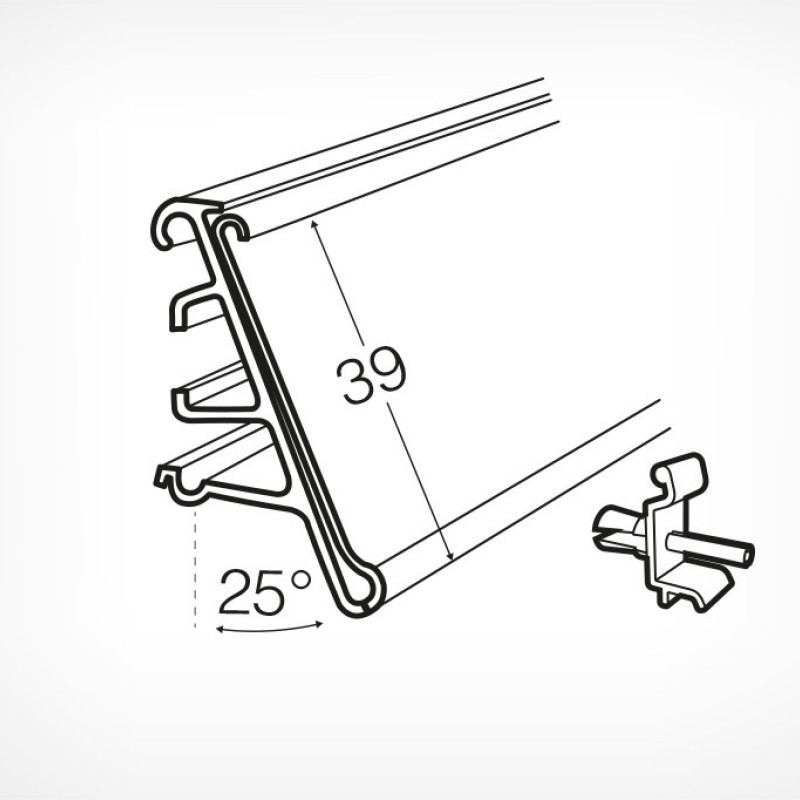 LF39 Цінникотримач для полиць холодильників Linde, 1250 мм, білий