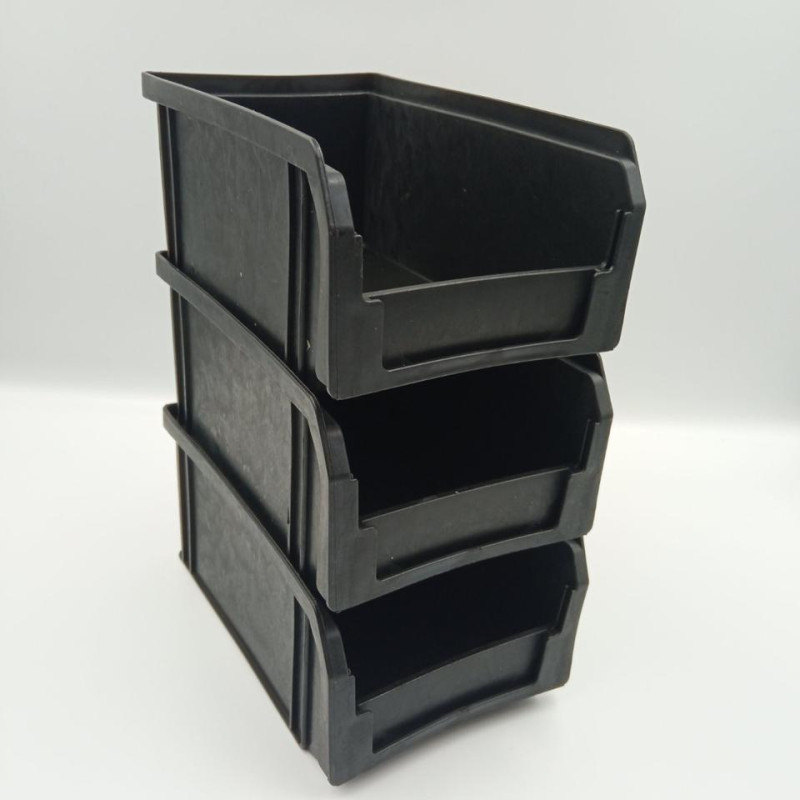 Ящик контейнер 702 ПРЕМІУМ 170х100х70 мм складський для зберігання метизів чорний