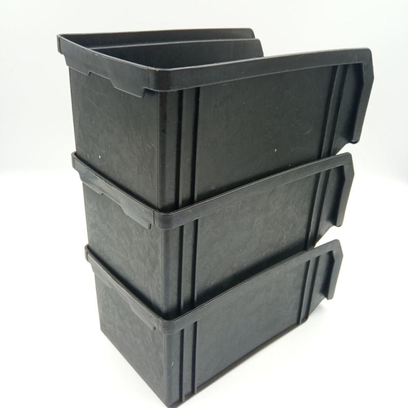 Ящик контейнер 702 ПРЕМІУМ 170х100х70 мм складський для зберігання метизів чорний