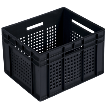 Ящик пластиковий перфорований 433х347х283 мм чорний вторинний
