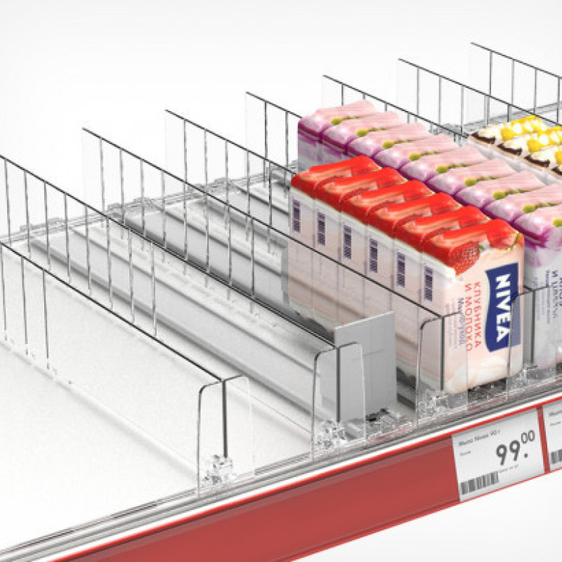 DIV60-ВТ60 Пластиковий розділювач висотою 60 мм з переднім обмежувачем, 280-480 мм