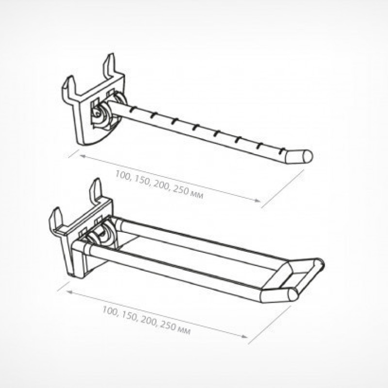Гачок подвійний пластиковий 250 мм білий