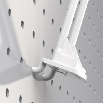 Гачок одинарний пластиковий на перфорацію 100 мм білий