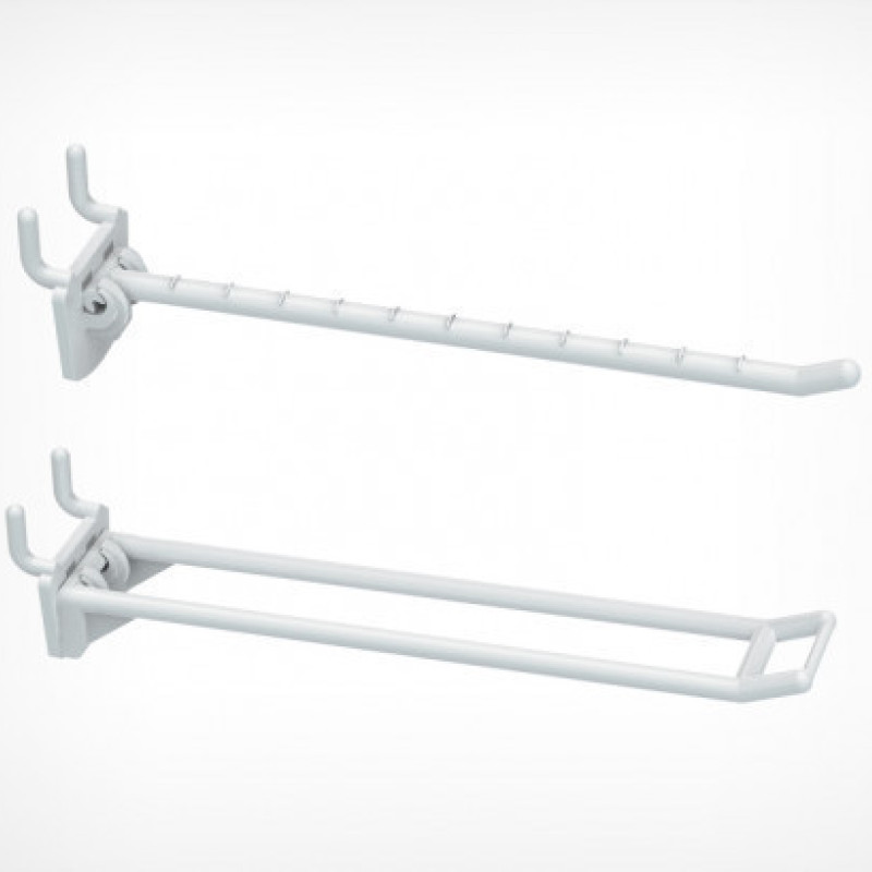 Гачок одинарний пластиковий на перфорацію 250 мм білий