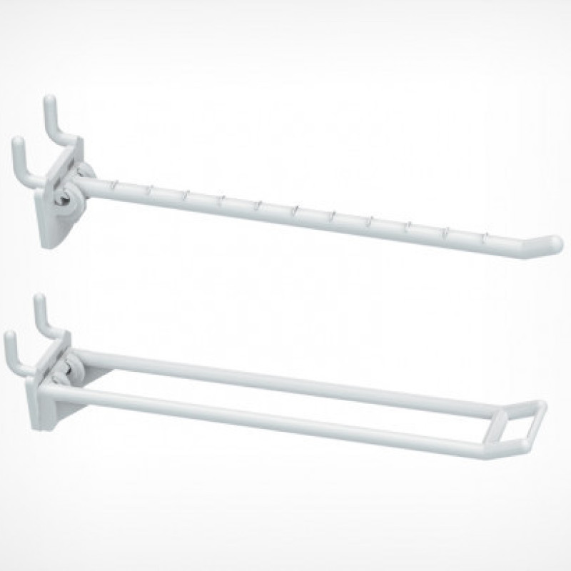 Гачок подвійний перфорований пластиковий 100 мм білий