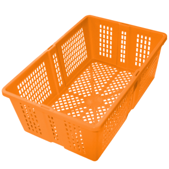 Ящик пластиковий перфорований 350х235х130 жовтогарячий