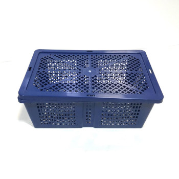 Ящик з кришкою перфорований 350х235х130 синій