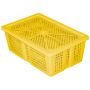 Ящик із кришкою перфорований 350х235х130 жовтий