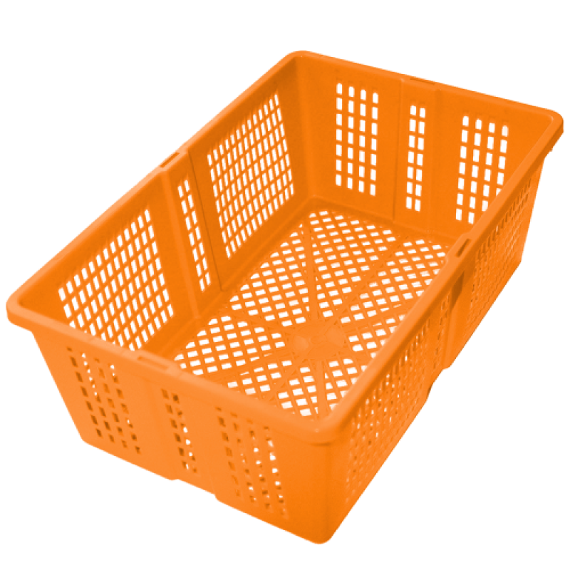 Ящик із кришкою перфорований 350х235х130 жовтогарячий