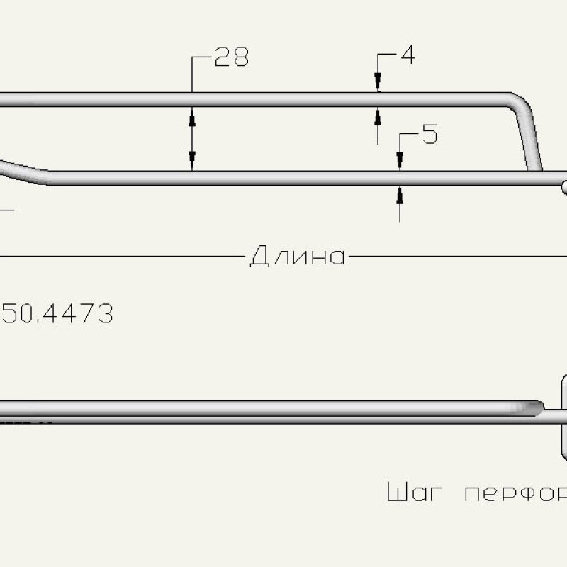 Гачок одинарний із цінникотримачем на перфорацію, 350 мм