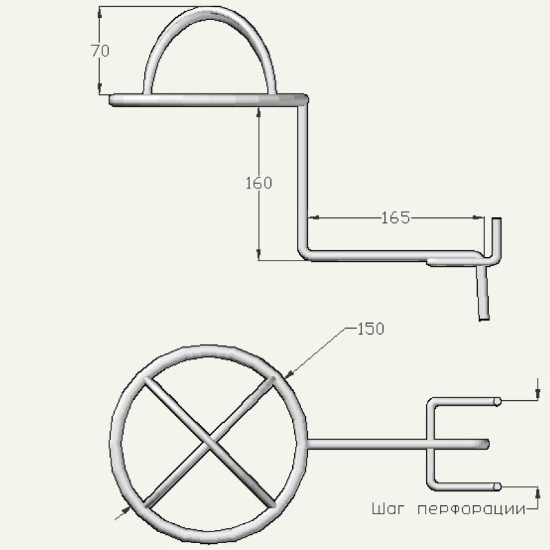 Гачок для шапок сферичний, 160 мм (обрати кріплення)