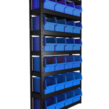 Стелаж 1800 мм для металізаторів із синіми шухлядами 350х210х200 мм