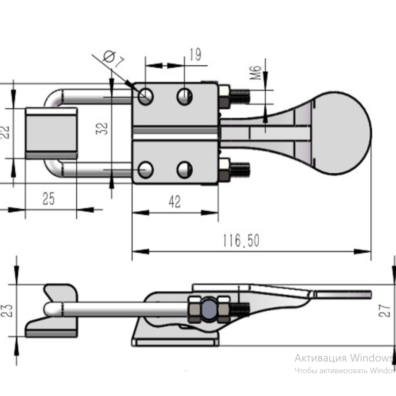 Затискач DK431S з оцинкованої сталі 179 х 44 х 27 мм