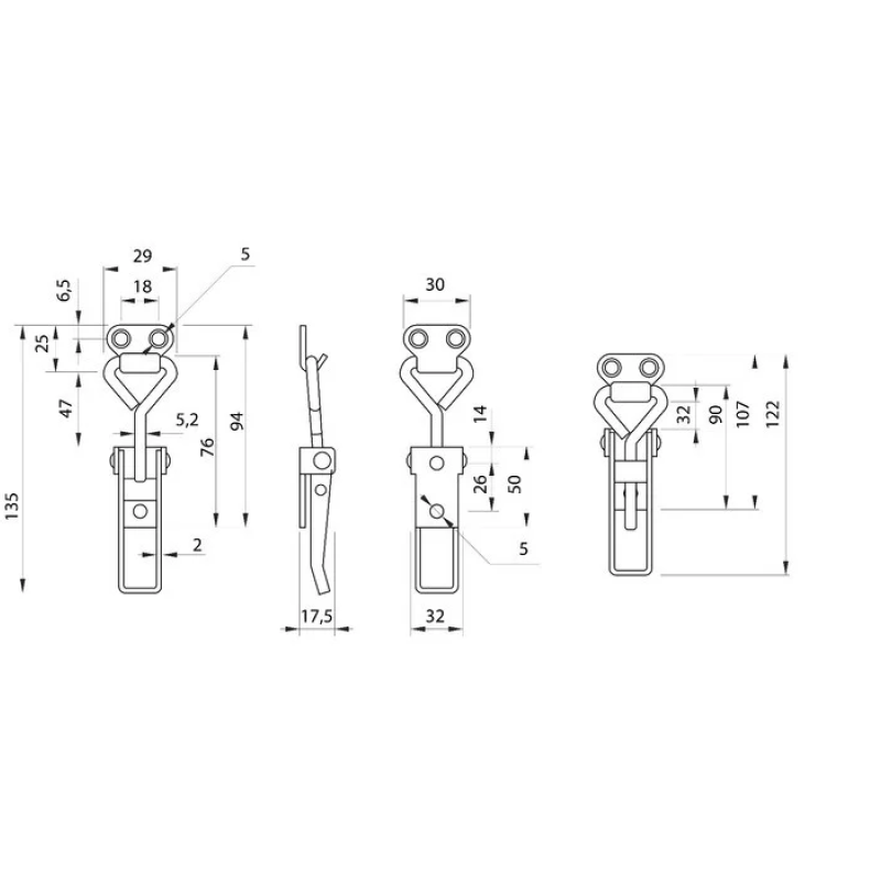 Затискач з оцинкованої сталі DK056 (90х27 мм)