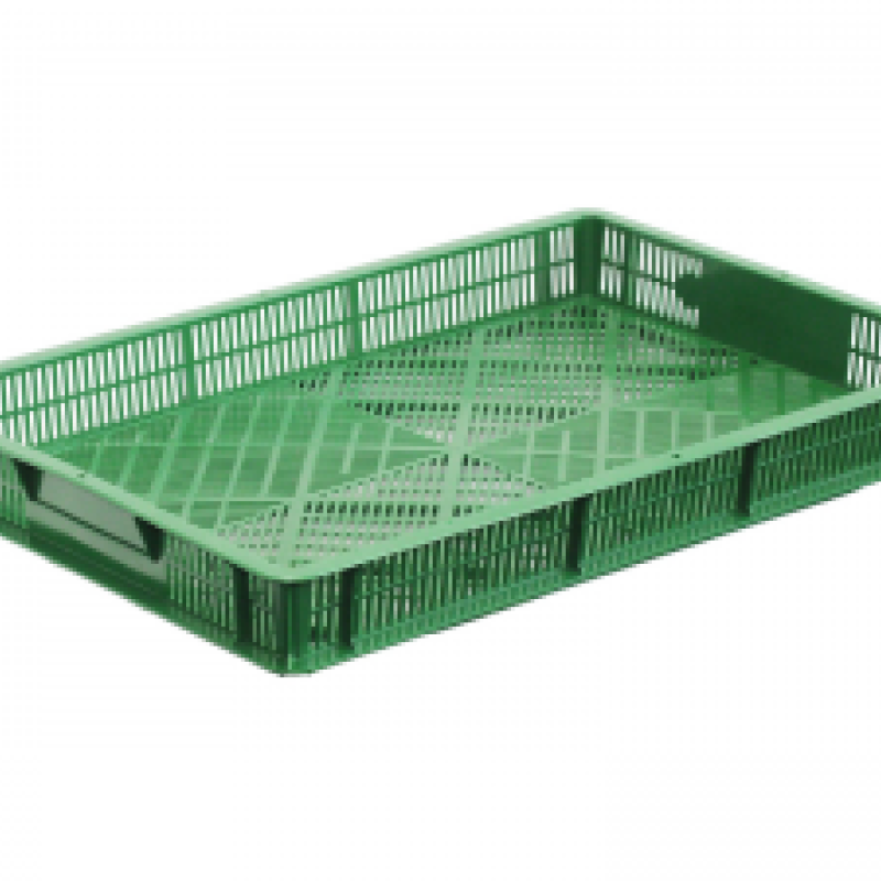 Ящик пластиковий перфорований 600х400х70 зелений втор. тип 3