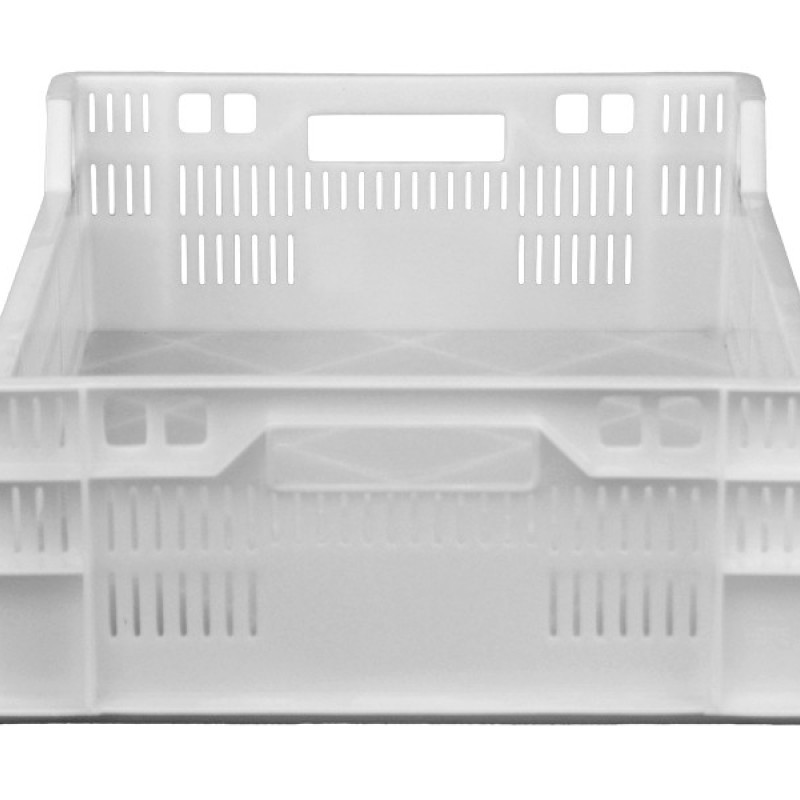 Ящик пластиковий 600х400х160/120 білий цільне дно