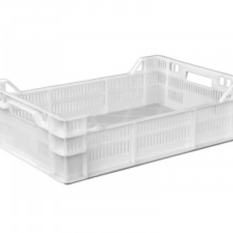 Ящик пластиковий 600х400х160/120 білий цільне дно