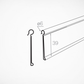 DRA Цінникотримач на кошики із металевих прутів, довжина 1м