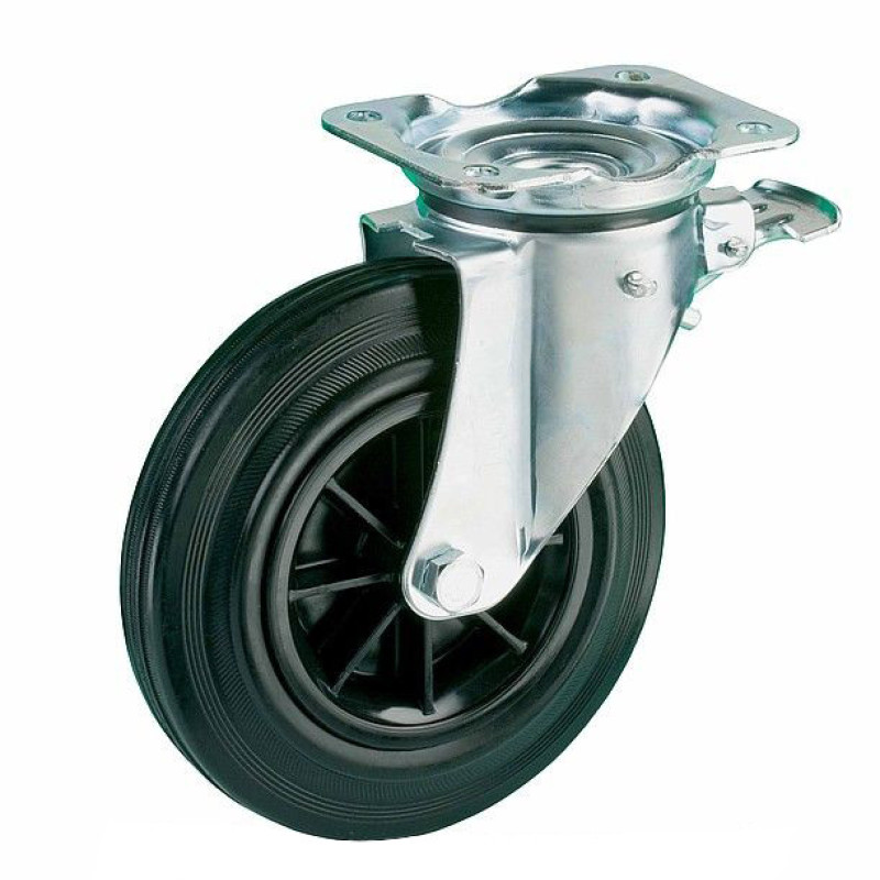 Колеса поворотні з гальмом 160 мм (поліпропілен/гума)