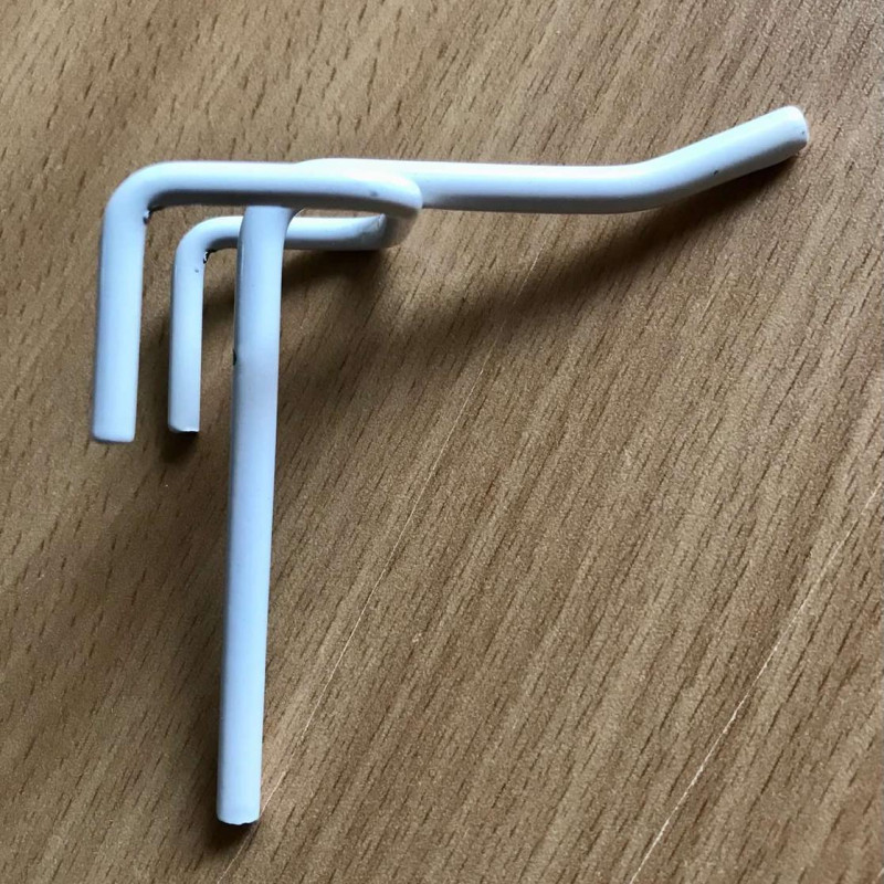 Гачок одинарний на cітку 50 х 50 мм, довжина 50 мм, білий (залишок)