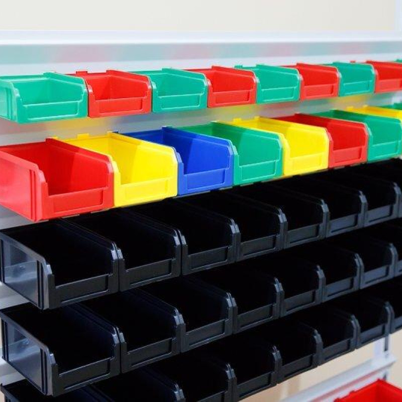 Стелаж пристінний 1800 мм з чорними ящиками преміум