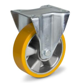 Колесо 200 мм, навантаження 800 кг, алюміній/поліуретан з неповоротним посиленим кронштейном