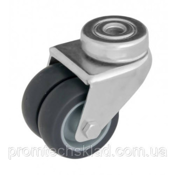 Колесо 50 мм апаратне з поворотним кронштейном з отвором (+ гальмо, 70 кг)