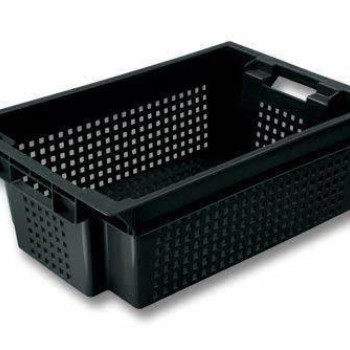 Ящик пластиковий 600х400х200 чорний перфорований втор.