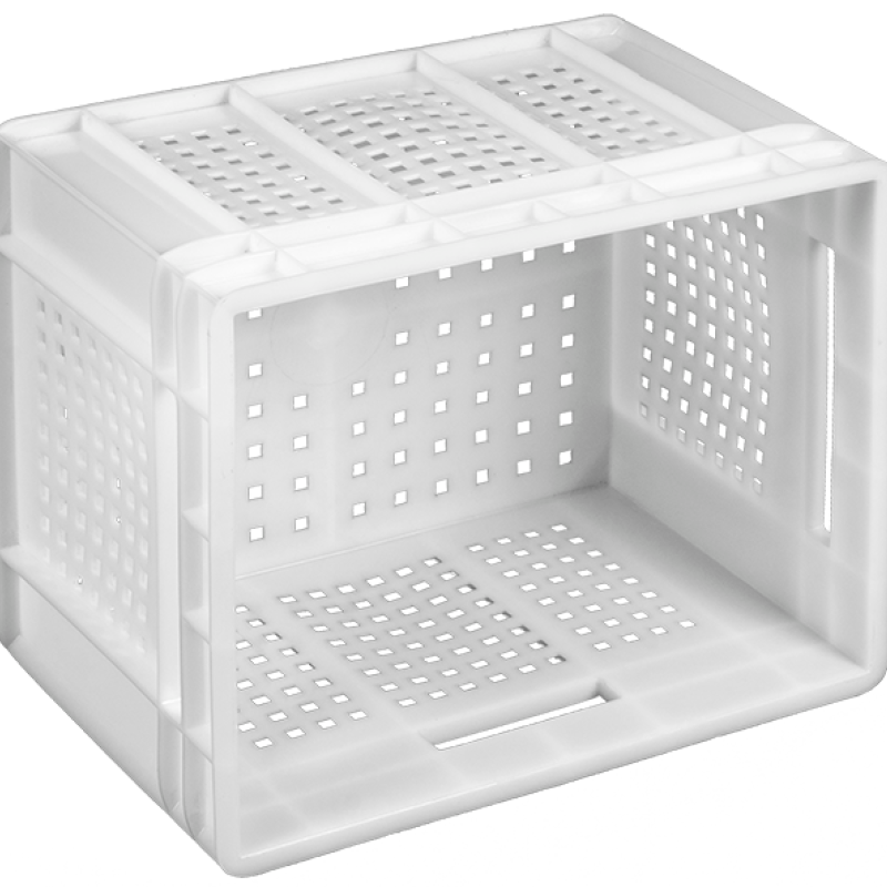 Ящик пластиковий 433*347*283 білий перфорований (дно перфороване)