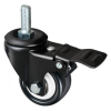 Колесо меблеве 40 мм в поворотному кронштейні зі шпилькою М10 та гальмом