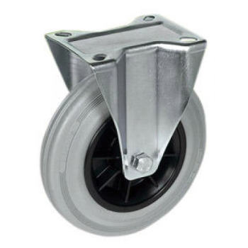 Колесо 125 мм на сірій гумі в поворотному кронштейні з майданчиком