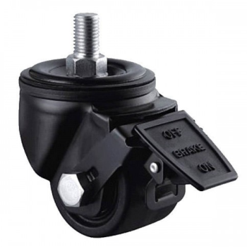 Колесо 50 мм з поліаміду в поворотному кронштейні "hard" зі шпилькою і гальмом