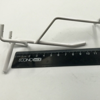 Гачок 100 мм одинарний металевий на перфорацію (крок 45 мм) білий