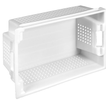 Ящик пластиковий 600х400х200 білий перфорований із суцільним дном
