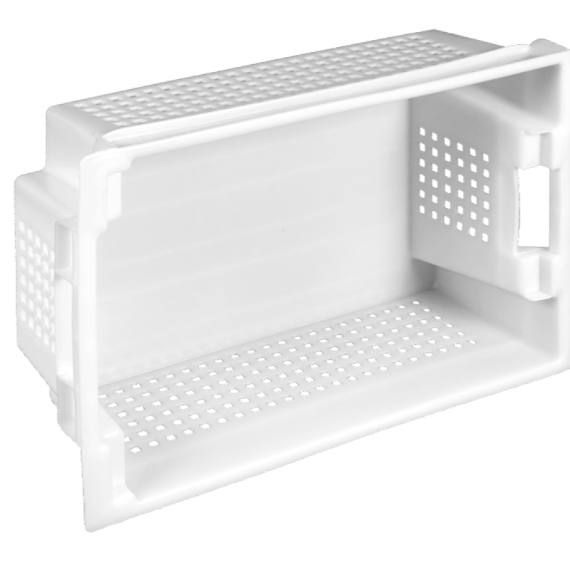 Ящик пластиковий 600х400х200 білий перфорований із суцільним дном