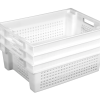 Ящик пластиковий 600х400х200 білий перфорований із суцільним дном