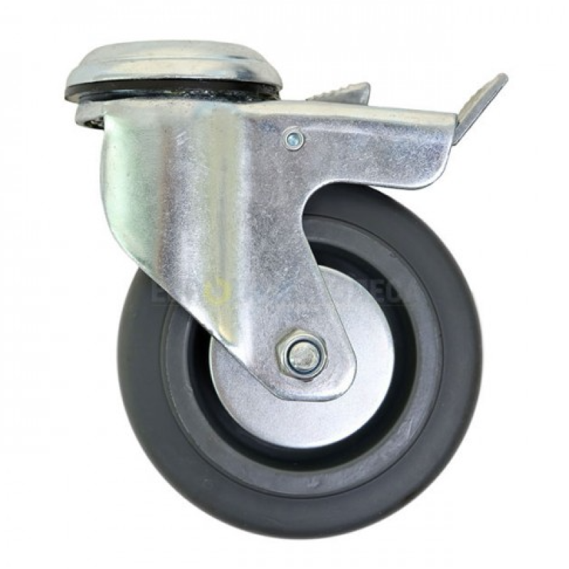 Колесо 100 мм апаратне з поворотним кронштейном і гальмом з отвором