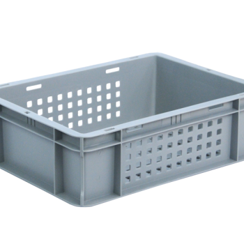 Ящик пластиковий малогабаритний 400*300*120 сірий перфорований