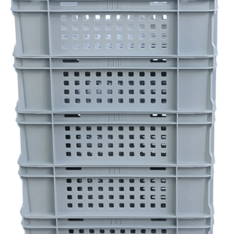 Ящик пластиковий малогабаритний 400*300*120 сірий перфорований